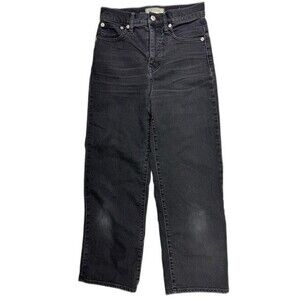 Madewell Size 25 Womens Jeans Slim Wide Leg Crop Black Mid Rise Stretch